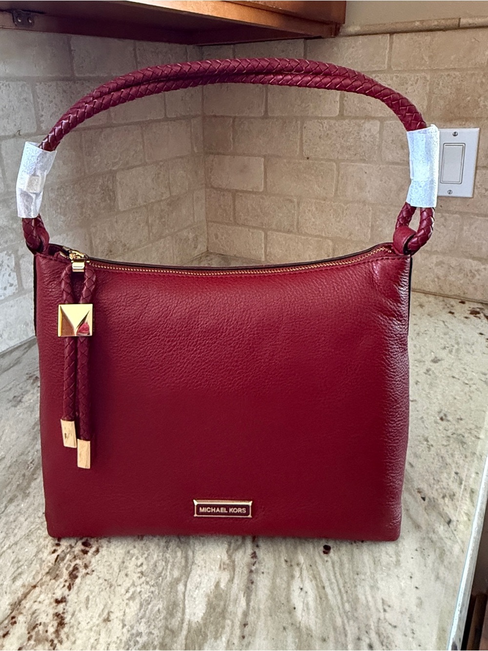 Michael Kors Brandy Leather Shoulder Bag with Braided Handle - Picture 2 of 11